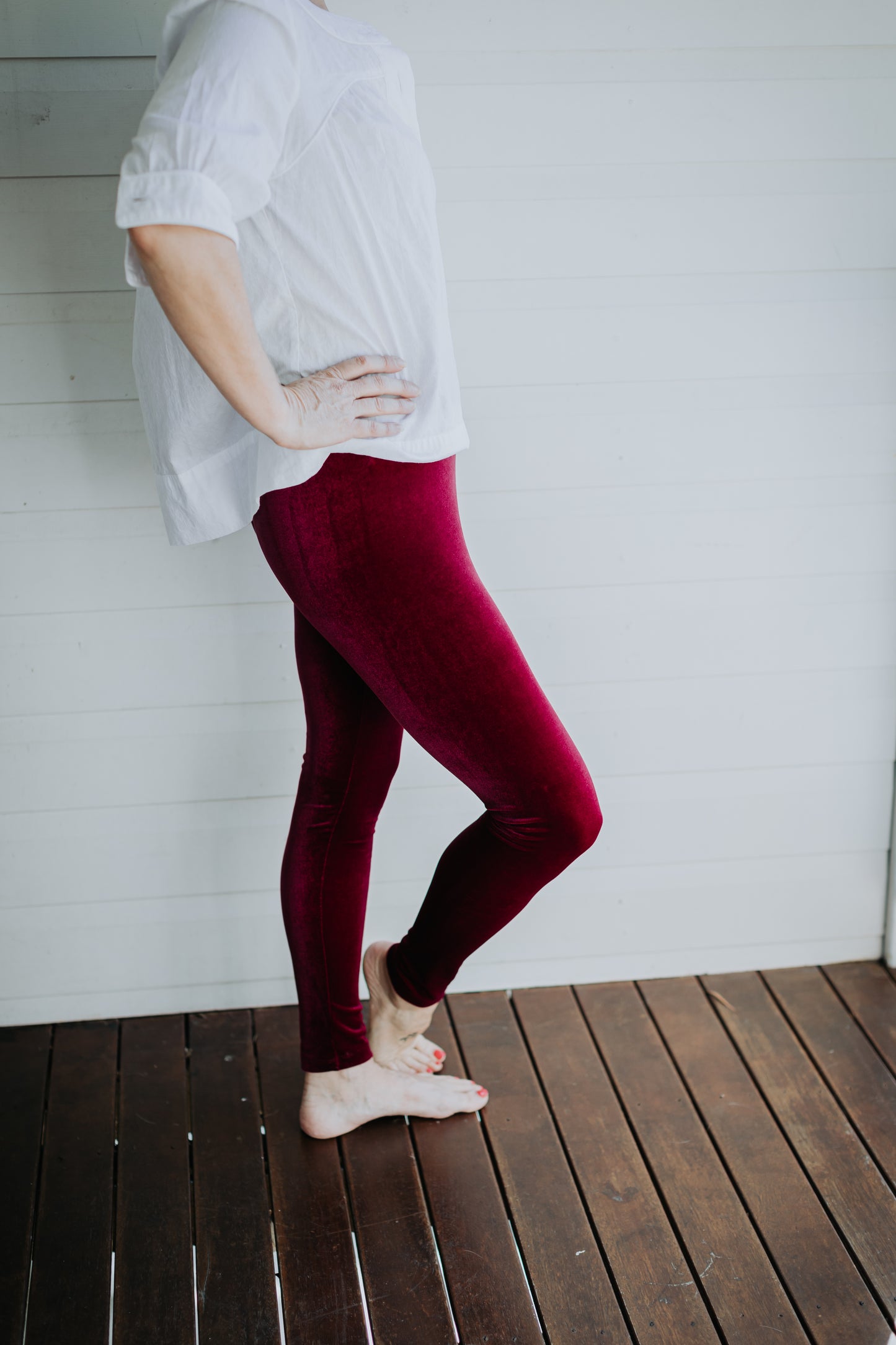 Pomegranate Velvet Leggings